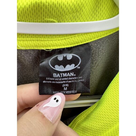 DC Comics Batman Mens Pullover Size Medium Gray Quarter Zip Logo Long Sleeve - Picture 6 of 14